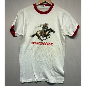 Winchester 70's Tropix Togs Shirt Mens White Graphic Short Sleeve Vintage SMALL
